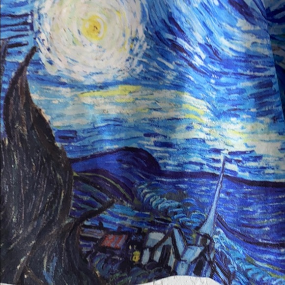 Starry Night Print Pleated Short Skater Skirt - Picture 5 of 12